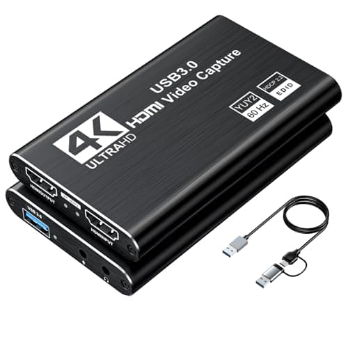 XIIXMASK Video Capture Card, Audio Video Capture Card, USB 3.0 Capture Card 4K HDMI Loop-Out, 1080P 60FPS/2K 30FPS Video Game Capture for Streaming Works for PS5/Switch/Camera/PC/OBS(Black) image