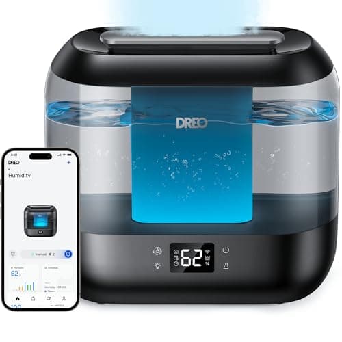 Dreo Smart Humidifiers for Bedroom, Top Fill 4L Cool Mist Humidifier with Nightlight, 32H Runtime, Touch/APP/Voice Control, Quiet Ultrasonic Humidifiers for Large Room, Home, Baby, Plants, Office image