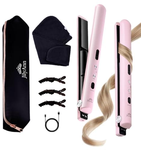2-in-1 Cordless Hair Straightener & Curler | Ceramic Portable Flat Iron, Dual Voltage 9000 mAh Battery | Best for Less Frizz, Shinier & Smoother Hair | 3 Temp Modes Upto 430°F with USB-C Rechargeable image