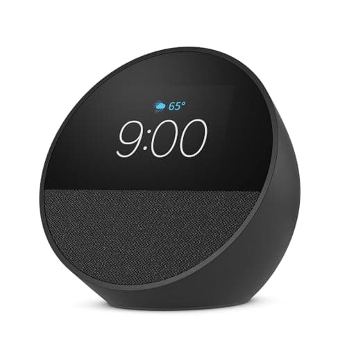 Amazon Echo Spot (newest model), Great for nightstands, offices and kitchens, Smart alarm clock with Alexa, Black image