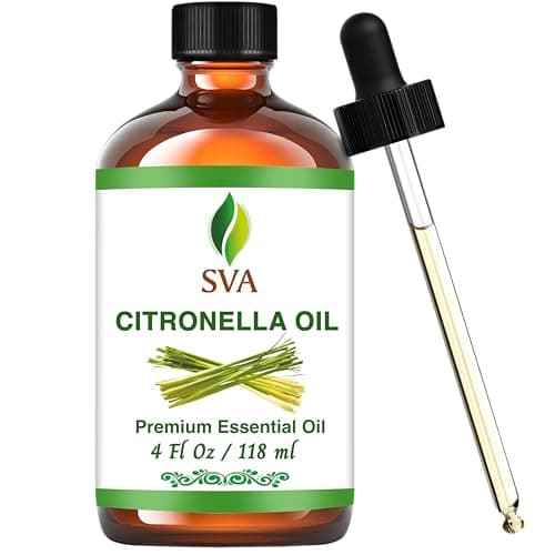 SVA Citronella Essential Oil – 4 Fl Oz – 100% Natural Citronella Oil - for Diffuser, Hair Care, Face, Skin Care, Aromatherapy, Scalp and Body Massage, Soap and Candle Making - with Dropper image
