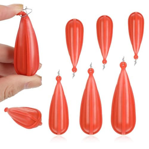 6 PCS Fishing Practice Plugs 6 Sizes Bait Casting Practice Plug Soft PVC Bait Casting Plug Practice Plugs Weight Casting Plug for Kids Improving Casting Skills Orange image