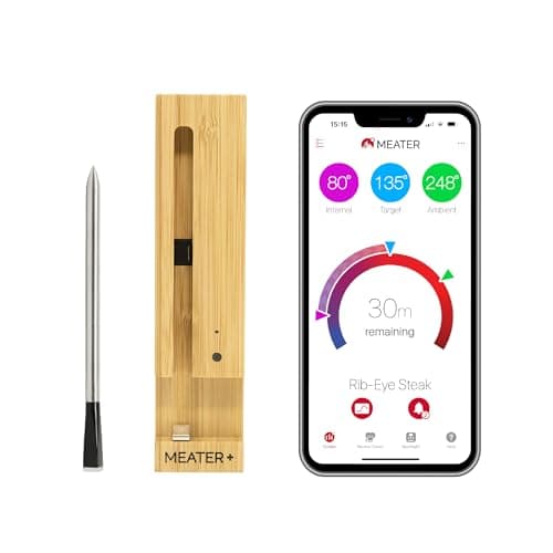 MEATER Plus: Smart Bluetooth Wireless Meat Thermometer Digital | BBQ, Grill, Oven, Smoker, Air Fryer, Kitchen | Perfect for Steak, Chicken, Turkey, and More | Delicious Recipes in App image