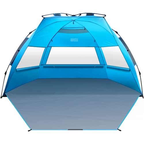 OutdoorMaster Pop Up Beach Tent for 4 Person - Easy Setup and Portable Beach Shade Sun Shelter Canopy with UPF 50+ UV Protection image