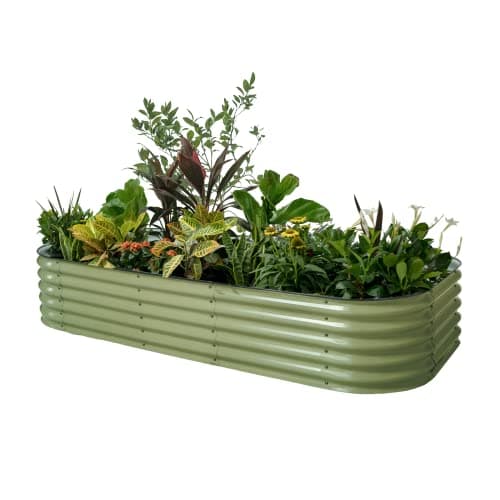 Vego garden Raised Garden Bed Kit, 17" Tall 10 in 1 Modular Metal Raised Garden Beds Kit, Metal Planter Box for Vegetables, Flowers, Herbs, Olive Green image