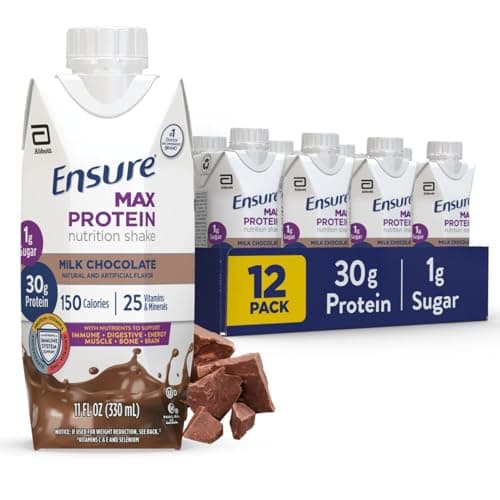 Ensure Max Protein Shake | Milk Chocolate | Ready to Drink | 30g Protein for Muscle Building | 1g Sugar, 4g Fiber | 11 fl oz - 12 Pack image