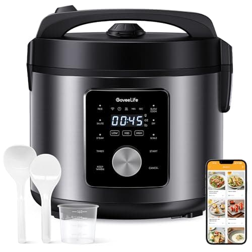 GoveeLife Smart Rice Cooker, 6-in-1 Multi-Cooker, Slow Cooker, Yogurt Maker, Saute Pan, Steamer, Food Warmer, 1000W, 10-Cup Uncooked 5.2 Quart, Includes App with 33 Recipes image