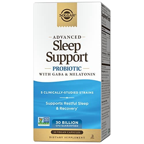 Solgar Advanced Sleep Support Probiotic with GABA & Melatonin, 30 Vegan Capsules - 30 Billion CFU - 5 Clinically-Studied Strains - Support for Restful Sleep & Recovery - Non-GMO & Vegan, 30 Servings image
