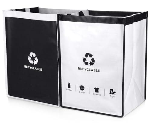 JIALAI HOME Recycling Bin, Separate Recycle Waste Bin Bags for Kitchen Home - Waste Trash Sorting Organizer, Reusable Waterproof Baskets, Pack of 2 Bags image