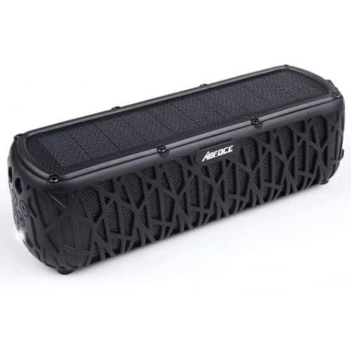 ABFOCE Solar Bluetooth Speaker, Portable Outdoor Speaker with 5000mAh Power Bank,60 Hours Play Time Dual Speaker with Mic, Stereo Sound with Bass Home Wireless Speaker-Black image