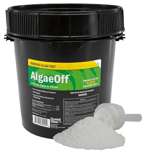 CrystalClear AlgaeOff Pond & Water Garden Scum Cleaner, Waterfall & Rock Slime Remover, String Algae Killer, Green Stain Treatment, EPA Registered Algaecide, Plant, Koi Fish, Bird & Pet Safe, 8 lbs image