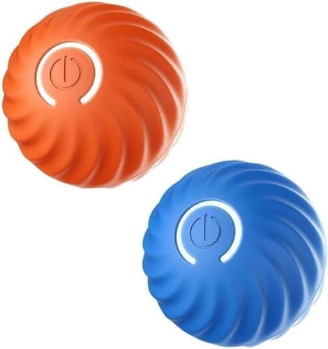 2-Pack Interactive Jumping Dog Toy Balls – Smart-Activated, Bite-Resistant TPR, Dual Modes, Type-C Charging, Long Battery Life (Blue & Orange) image