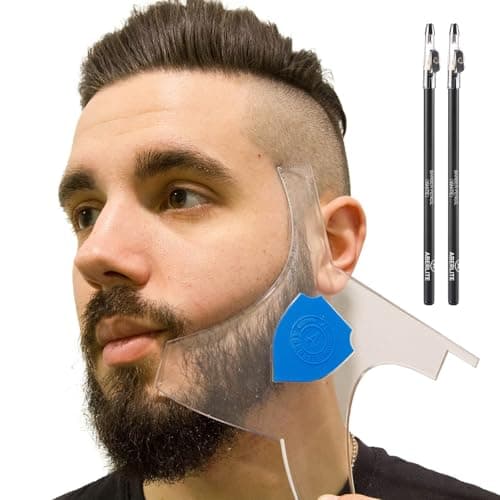 Aberlite ClearShaper 2.0 - Beard Shaper Kit w/Two Barber Pencils - Premium Shaping Tool - 100% Clear | Many Styles - The Ultimate Beard/Hair Lineup (US Patent) - Beard Stencil Guide Template Outliner image