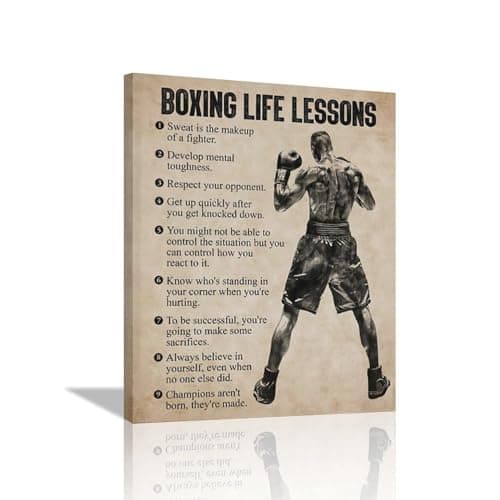 Gyeong Vintage Boxing Sports Wall Art Boxing Life Lessons Wall Decor Boxing Sign Retro Poster Boy Men Teenager Room Masculine Decorations Canvas Print Painting Artwork for Bedroom Living Room 12"x16" image