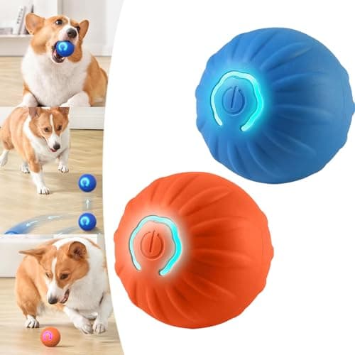 Smart Jumping Ball for Dogs, Thelifeh Smart Jumping Ball Dog Toy, Automatic Moving Dog Toy Ball, Teeth Grinding, Chewing Resistance, Boredom Relief, for Small, Medium, Large Dogs (Blue+Orange, B) image