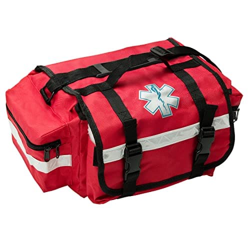 NOVAMEDIC Professional Empty Red First Responder Bag, 17" x 9" x 7", EMT Trauma First Aid Carrier for Paramedics and Emergency Medical Supplies Kit, Lightweight and Durable image