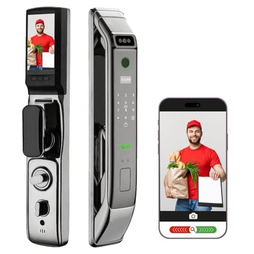 3D Face Recognition Door Lock, Smart WiFi Door Locks with Camera, Video Doorbell, Fingerprint, Passcodes, IC Card, Keyless Smart Mortise Lock for front door, Use Usmart Go APP image