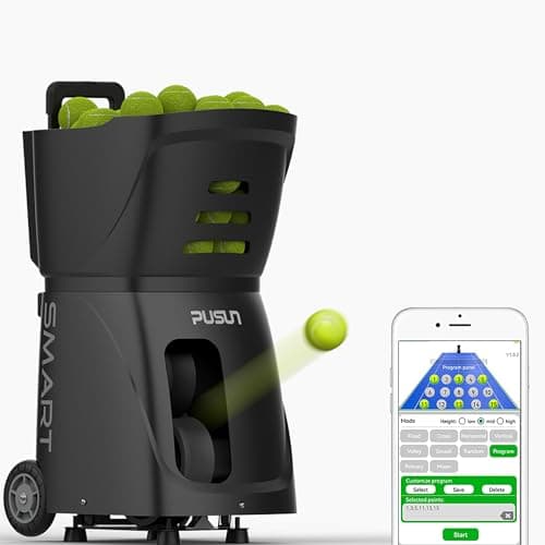 Tennis Ball Machine, High-Capacity, App-Controlled, Easy-to-Use, Adjustable Speed, Long Battery Life, Portable Training Equipment for Solo & Team Practice – Beginners to Pros (PT-Smart) image