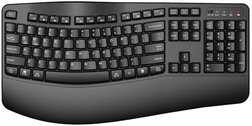 QUASIO Ergonomic Wireless Keyboard with Wrist Rest, Wave Keys, Comfortable Natural Typing, 2.4GHz Full Size Ergo Wireless Computer Keyboard for Multi-OS, Windows, Mac OS Laptop/PC/Notebook image