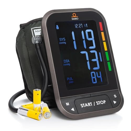 Dario Blood Pressure Monitor for Home Use Gen2 Automatic Machine, LCD Backlit Display, Large Adjustable Arm Cuff (8.75-16.5in) Smart Bluetooth App & Carry Case image