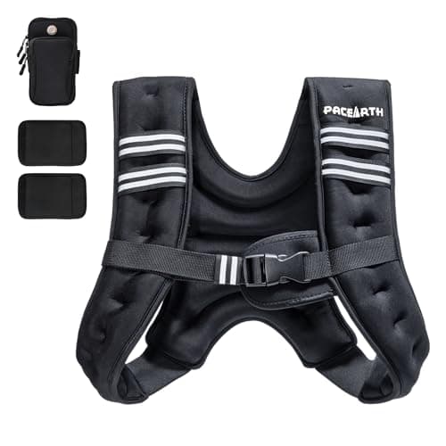 PACEARTH Weighted Vest,4lb/6lb/10lb/12lb/16lb/20lb/25lb/30lb Weight Vest with Reflective Stripe, Body Weight Vests Adjustable for Men, Women Workout, Strength Training, Running, Walking, Jogging image