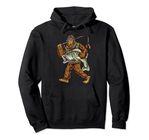 Largemouth Bass Fishing Bigfoot Fisherman Pullover Hoodie image