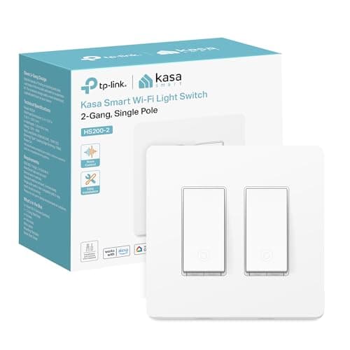 Kasa Smart Switch 2-Gang HS200-2, Single Pole,Neutral Wire Required, 2.4GHz Wi-Fi Light Switch Compatible with Alexa and Google Home, UL Certified, No Hub Required, White image