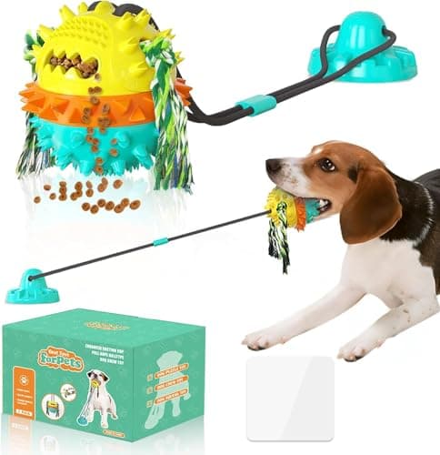 Dog Toys for Aggressive Chewers Interactive Indestructible Puzzle Stimulating Chew Toy Suction Cup Tug of War Enrichment Rope Boredom Busy Self Play Food Teething Puppy Dispensing Squeaky Ball Dogs image
