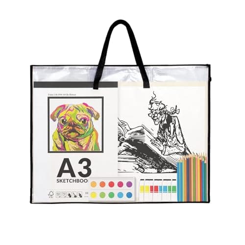 SUNEE 19x25 Art Portfolio Bag, Artist Supply Organizer with Handle, Zippered Storage Folder for Artwork, Poster, Scrapbook, Keepsake and Bulletin Board image