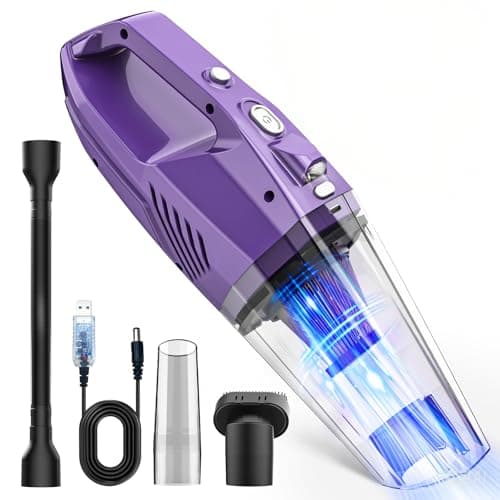Handheld Vacuum Cordless,Car Vacuum Cleaner Portable Wireless with Powerful Suction/Multi Accessories,Low-Noise Lightweight Mini Hand Vacuum Cordless Rechargeable for Car,Office and Home Cleaning image