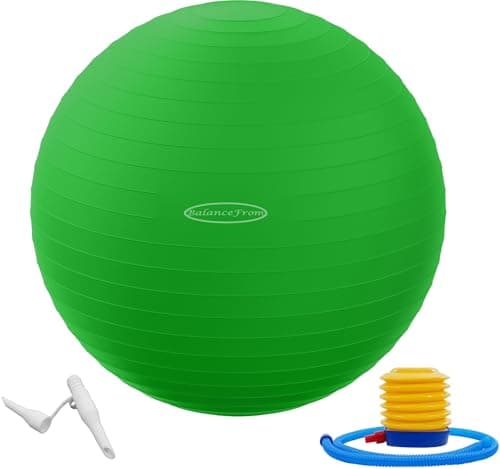 Fitvids Anti-Burst and Slip Resistant Exercise Ball Yoga Ball Fitness Ball Birthing Ball with Quick Pump, 2,000-Pound Capacity, Green, 26-inch, L image