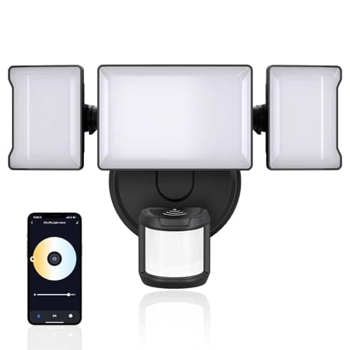Olafus 65W Smart LED Flood Light Outdoor with Motion Sensor, 6500LM, 2700K-6500K WiFi Security Light Work with Alexa/Google, Motion Detector Lights with APP Control, IP65 Floodlight Outside (Black) image