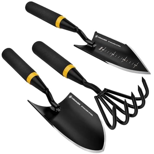 KEMAIER Heavy Duty Stainless Steel Garden Tool Set - Thoughtfully Crafted for Outdoor Patio Use, Perfect for Both Men and Women. Includes Gardening Trowel, Transplanting Shovel, and Hand Cultivators image