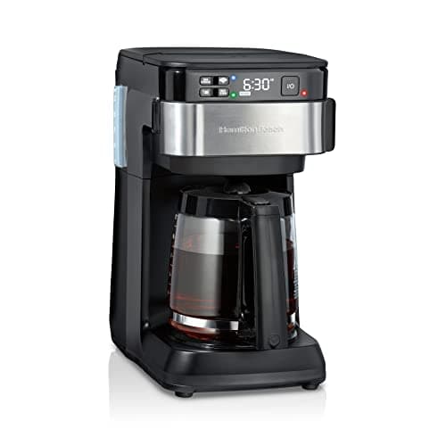 Hamilton Beach Works with Alexa Smart Coffee Maker, Programmable, 12 Cup Capacity, Black and Stainless Steel (49350R) image