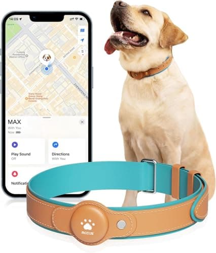 GPS Tracker for Dogs, 2 in 1 Pet Tracking Smart Collar (Only iOS), No Monthly Fee GPS Tracker Dog Collar, Real-time Location Comfortable PU Tracker Tag for Small, Medium Large Dogs(Locator Included) image