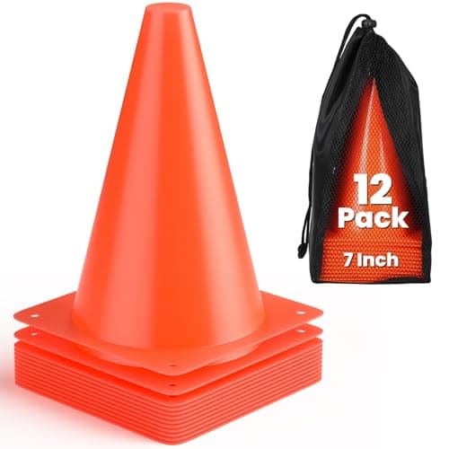 GHB 7 Inch Soccer Cones 12 Pack Disc Soccer Sport Cones Training Field Marker image