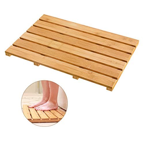 Bath Mat for Luxury Shower - Non-Slip Bamboo Sturdy Water Proof Bathroom Carpet for Indoor or Outdoor Use image