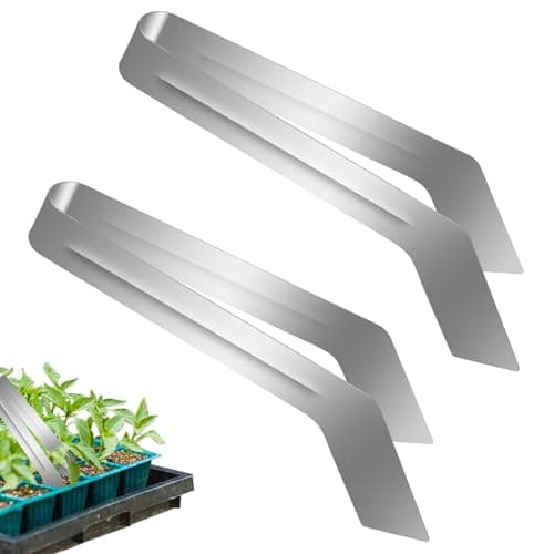 2Pcs Seedling Transplant Tongs, Gardening Plants Transplant Tongs Stainless Steel Seedling Remove Transplanting Pliers, Gardening Supplies Plant Seed Starting Tools, Reduce Root Damage (8.7 Inch) image
