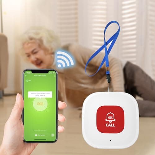 PILSAMAS WiFi Caregiver Call Button for Elderly at Home w App Notification, Elderly Monitoring, Caregiver Pager, Life Alert Systems for Seniors No Monthly Fee, Alert Button for Seniors at Home image