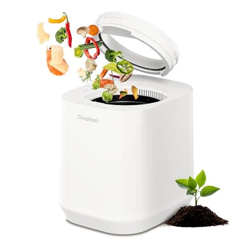 Ouaken Electric Composter for Kitchen, 4L Smart Countertop Compost Bin, Odorless | Low Noise | Auto-Cleaning | Turn Food Waste into Fertilizer Within 3 Hrs, Indoor Food Waste Compost Machine, Gifts image