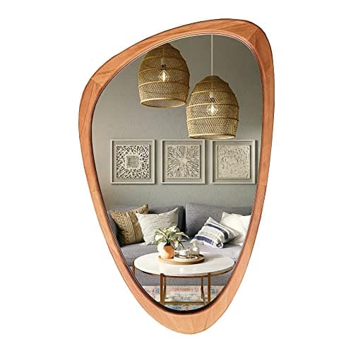 WallBeyond Asymmetrical Mirror, Irregular Wall Mirror, Wall Mirrors Decorative for Bedroom Living Room Entryway Hall, Wood Mirror for mid Century Modern Decor 30" H x 19" W image