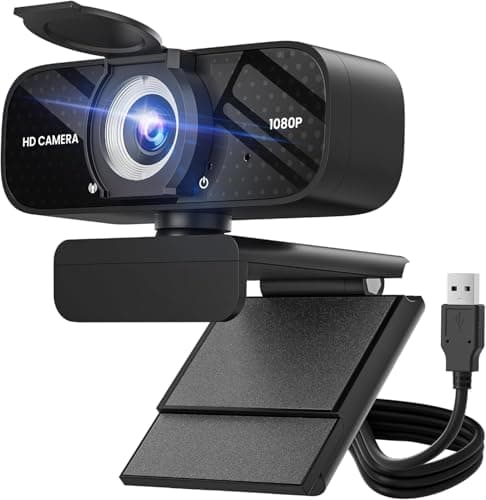 Catitru Full HD 1080P Webcam with Built-in Mic Wide Angle & Auto Focus Privacy Cover for PC/Laptop Plug & Play USB Camera Black image