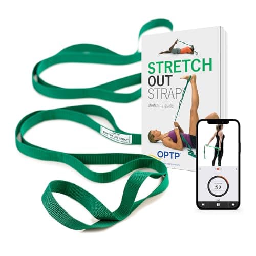 OPTP The Original Stretch Out Strap with Exercise Book, USA Made Top Choice Stretch Out Straps for Physical Therapy, Yoga Stretching Strap and Knee Therapy Strap image