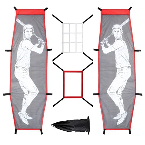 4Pcs Baseball Pitching Net Set - Baseball Softball Pitching Target Dummy Batter Training Aids with Adjustable 9 Hole Pitching Net Strike Zone image