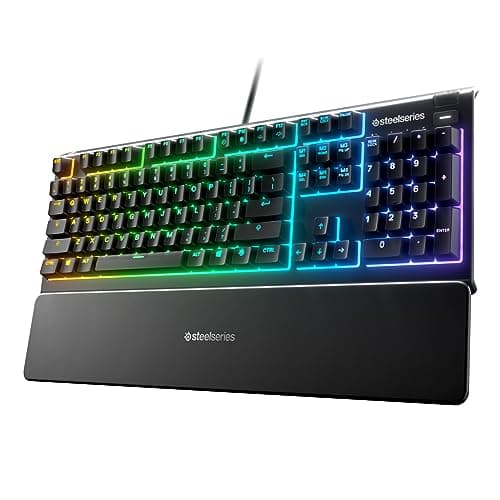 SteelSeries Apex 3 RGB Gaming Keyboard – 10-Zone RGB Illumination – IP32 Water Resistant – Premium Magnetic Wrist Rest (Whisper Quiet Gaming Switch) image