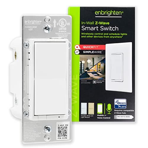 Enbrighten Z-Wave In-Wall Smart Light Switch with QuickFit and SimpleWire, Works with Google Assistant, Alexa, & SmartThings, Z-Wave Hub Required, Smart Home, 700 Series, 58433 image