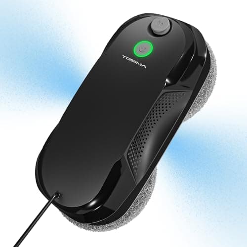 Tosima W5 Window Cleaning Robot, Dual Direction Auto-Spray Smart Window Cleaner with Triple Safety System, Smart Navigation, Remote Control, for All Smooth Surfaces, with 8 Rags, Black image