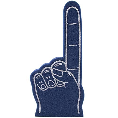 Giant Foam Finger 18 Inch- Number 1 DIY Blank Foam Hand for All Occasions - Cheerleading for Sports - Exciting Vibrant Colors use as Celebration Pom Poms- Great for Athletics Local Sport Events Games image