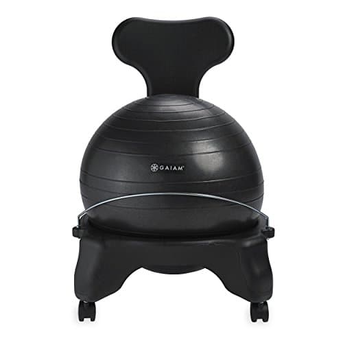 Gaiam 610-6002RTL Balance Ball Chair - Classic Yoga Ball Chair with 52cm Stability Ball, Pump & Exercise Guide for Home or Office, Black image