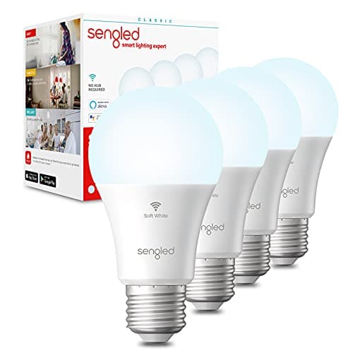 Sengled Alexa WiFi Light Bulb - Smart Bulbs That Work with Alexa/Google Assistant, A19 Daylight (5000K) - No Hub Required, 800LM 60W High CRI)60 Equivalent, 4 Count (Pack of 1) image